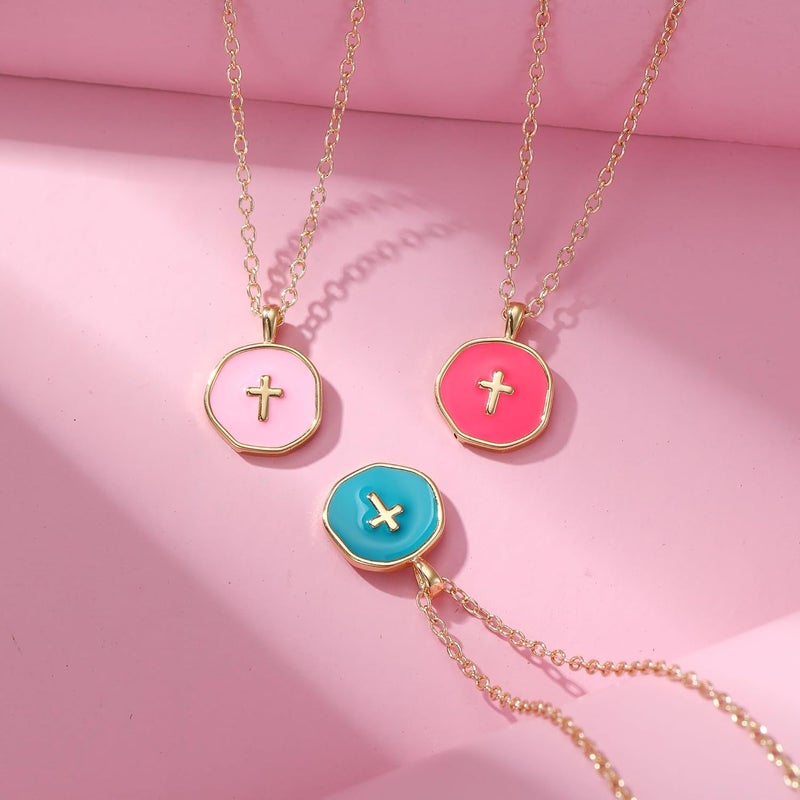 Drogomen Store Cute Small Cross Necklace, First Communion Baptism Decorations Party Favors Christian Religious Easter Jewelry Gifts for Daughter Granddaughter Niece - Image 2